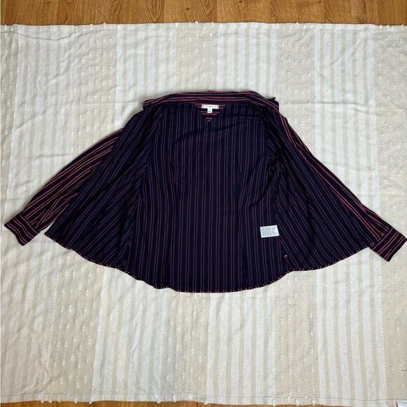 Tommy Hilfiger red white and blue striped long sleeve button down blouse size m - Picture 6 of 11